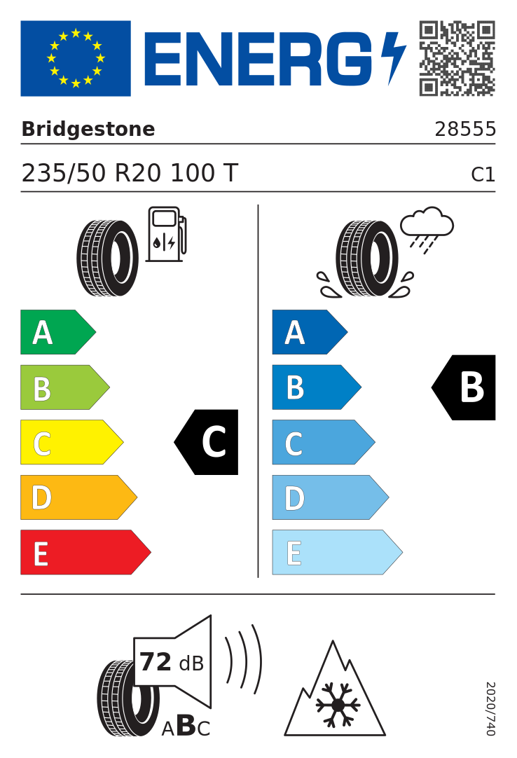 Etykieta opony Bridgestone Blizzak LM005 235/50R20 100T Audi