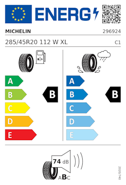 Etykieta opony Michelin PILOT SPORT EV 285/45R20 112W XL Lotus