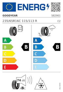 Etykieta opony Goodyear VECTOR 4SEASONS CARGO 235/65R16C 115R Mercedes