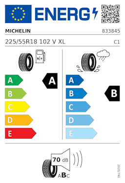 Etykieta opony Michelin E PRIMACY 225/55R18 102V XL