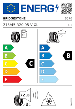 Etykieta opony Bridgestone Blizzak LM32 215/45R20 95V XL BMW