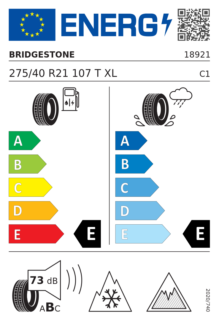 Etykieta opony Bridgestone Blizzak DM-V3 275/40R21 107T XL