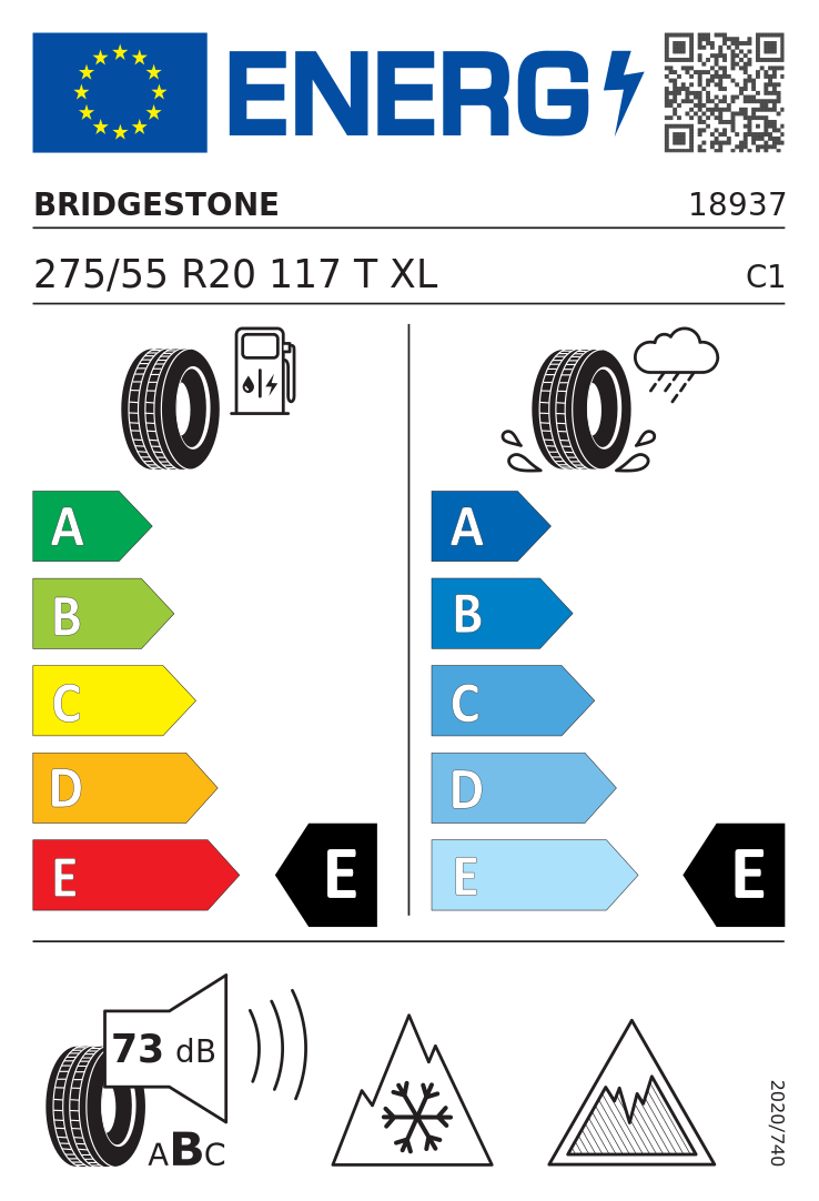 Etykieta opony Bridgestone Blizzak DM-V3 275/55R20 117T XL
