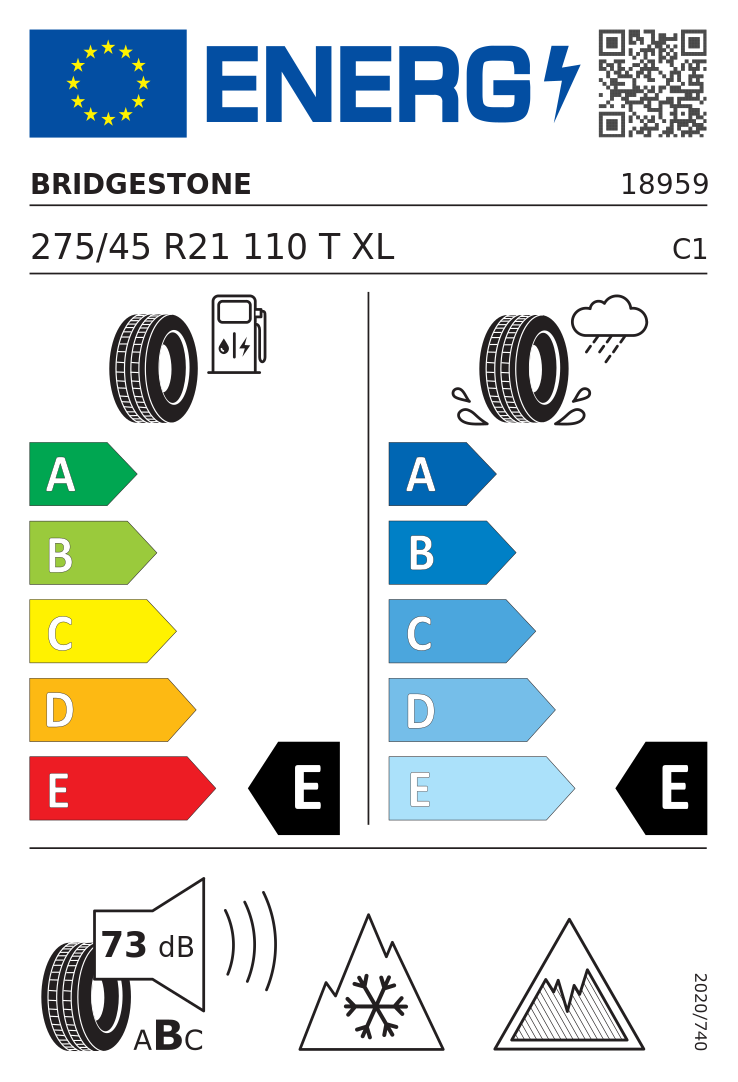 Etykieta opony Bridgestone Blizzak DM-V3 275/45R21 110T XL