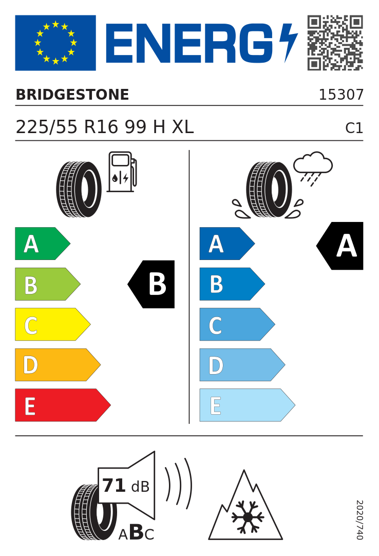 Etykieta opony Bridgestone Blizzak LM005 225/55R16 99H XL
