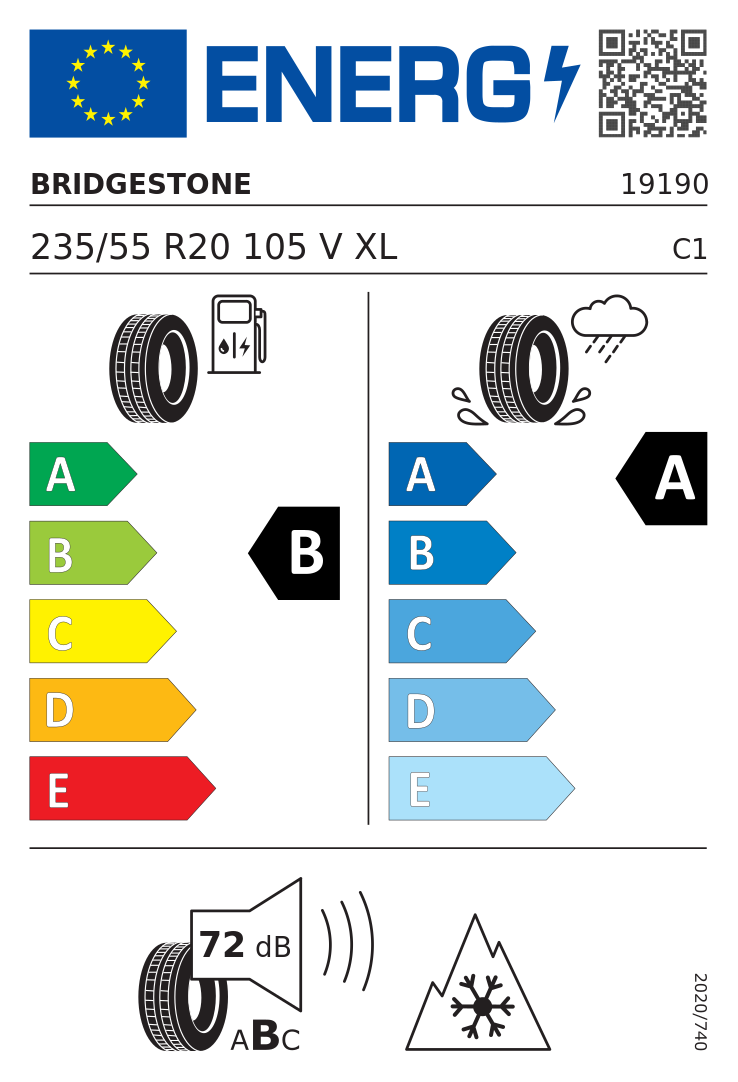 Etykieta opony Bridgestone Blizzak LM005 235/55R20 105V XL