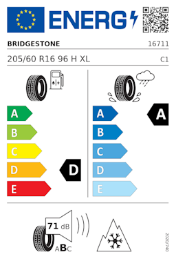 Etykieta opony Bridgestone Blizzak LM005 DriveGuard 205/60R16 96H XL Run Flat