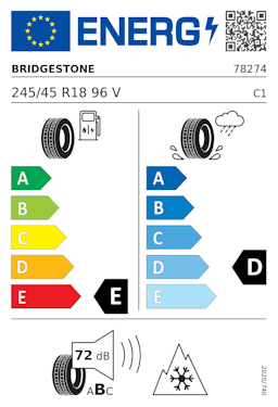 Etykieta opony Bridgestone Blizzak LM25 245/45R18 96V Run Flat BMW