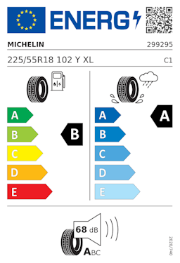 Etykieta opony Michelin PRIMACY 4 225/55R18 102Y XL Audi