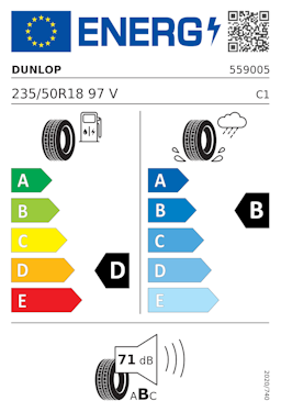 Etykieta opony Dunlop SP SPORT 01 235/50R18 97V BMW