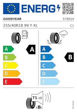 Etykieta opony Goodyear EAGLE F1 ASYMMETRIC 5 255/40R18 99Y XL Mercedes