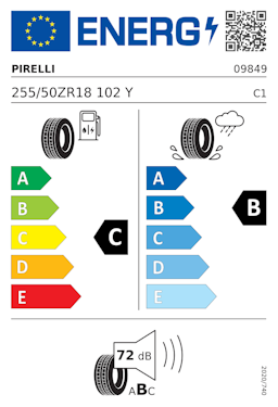 Etykieta opony Pirelli P Zero Rosso Asimmetrico PZ2A 255/50R18 102Y