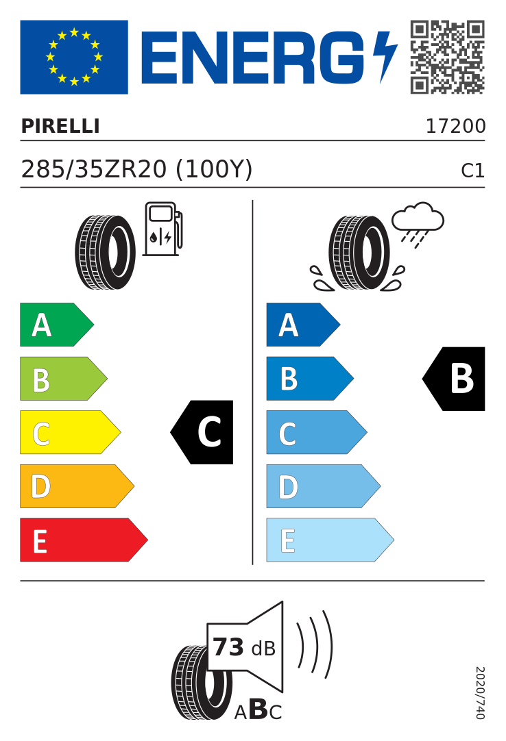 Etykieta opony Pirelli P Zero PZ3 285/35R20 100Y