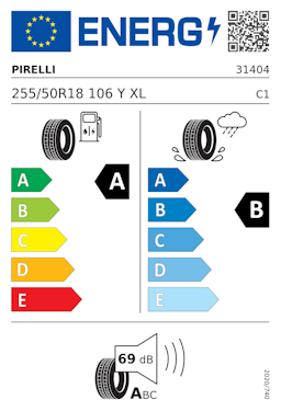 Etykieta opony Pirelli Cinturato P7 P7C2 255/50R18 106Y XL Mercedes