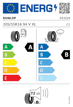 Etykieta opony Dunlop SPORT BLURESPONSE 205/55R16 94V XL