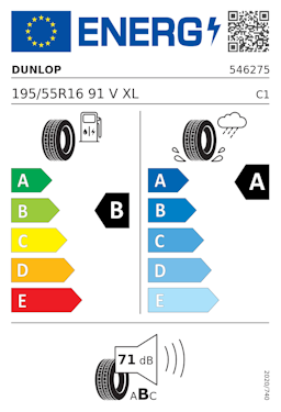 Etykieta opony Dunlop SPORT BLURESPONSE 195/55R16 91V XL