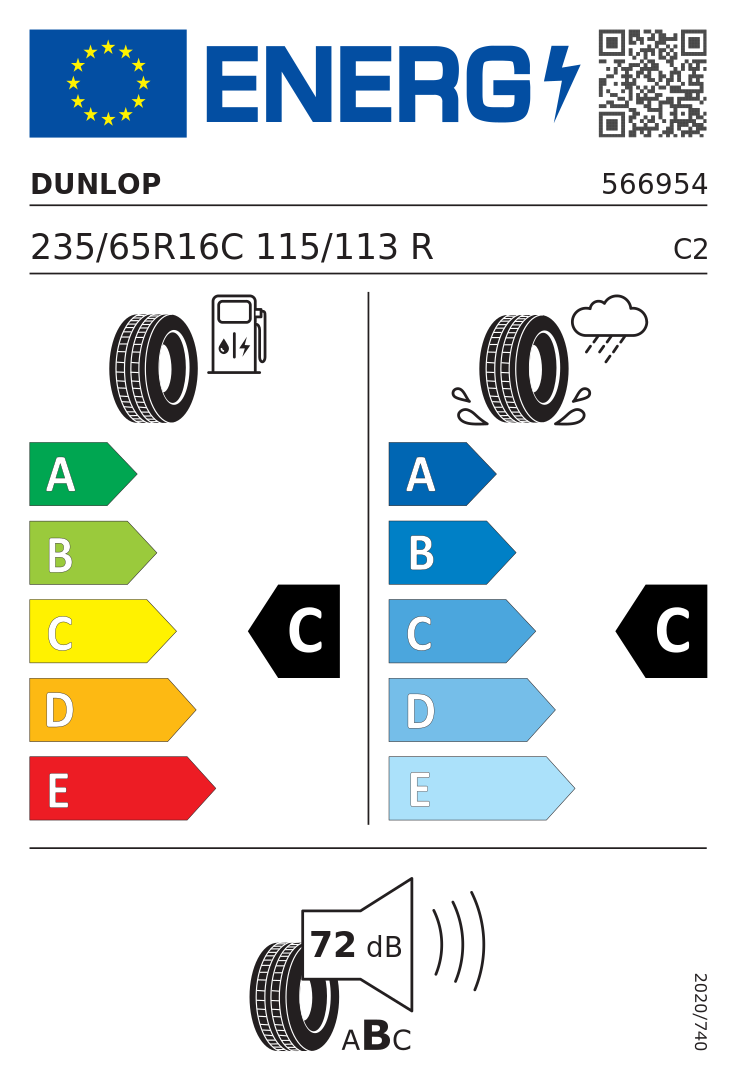 Etykieta opony Dunlop ECONODRIVE 235/65R16C 115R