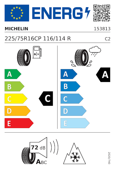 Etykieta opony Michelin CROSSCLIMATE CAMPING 225/75R16C 116R