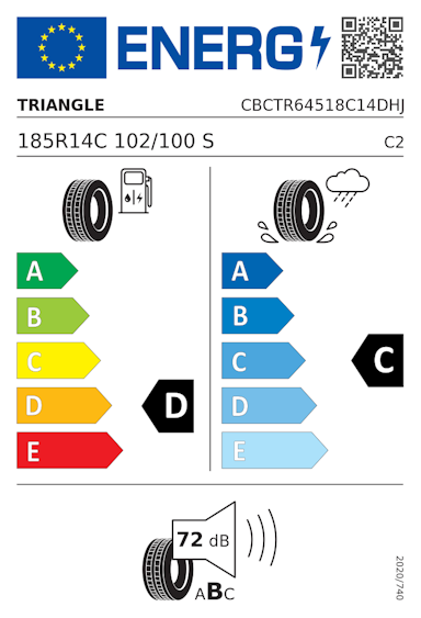 Etykieta opony Triangle TR645 185/80R14C 102S