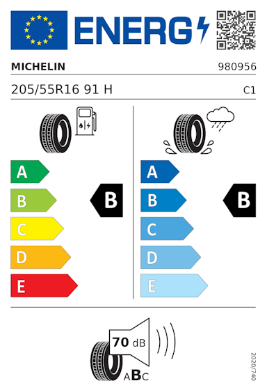 Etykieta opony Michelin ENERGY SAVER 205/55R16 91H Mercedes